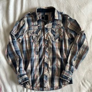 FLTR Faith Loyalty Truth Respect Men's Western Shirt Plaid Snap Button Up Sz S